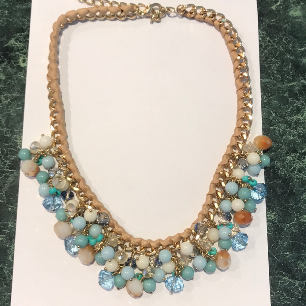 Blue and Cream Beaded Necklace